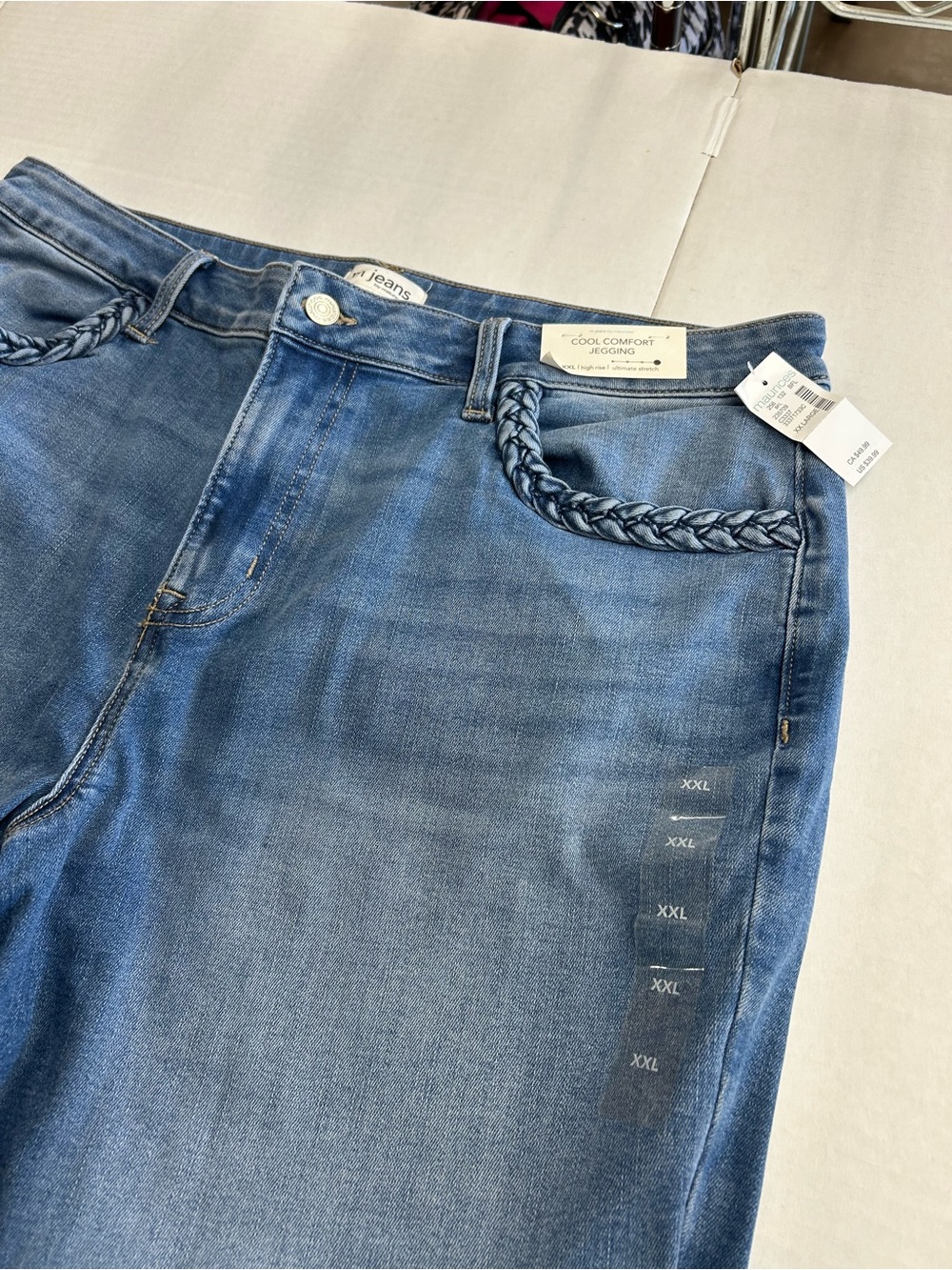 Braided-Waist Skinny Jeans — Blue- NEW !
